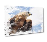 Golden Eagle Bird V3 Canvas Print for Living Room Bedroom Home Office Décor, Wall Art Picture Ready to Hang, 30 x 20 Inch (76 x 50 cm)