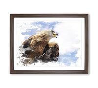 Golden Eagle Bird V3 Modern Framed Wall Art Print, Ready to Hang Picture for Living Room Bedroom Home Office Décor, Walnut A2 (64 x 46 cm)
