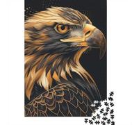 Golden Eagle Elegance 1000-Piece Jigsaw Puzzle for Adults, 52x38cm/1000pcs, Low-dust White Cardboard Pieces; Screen-free Family Time at Home