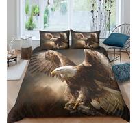Golden Eagle Hovering in The Air Bedding Duvet Cover Set 3 Piece Microfiber 3D Printed Soft Breathable Oil Painting Style with Pillowcase for Kids Adult Double（200x200cm）