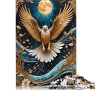 Golden Eagle Moon Kintsugi Puzzle 500 Pieces Jigsaws Wooden Puzzle Adult Jigsaw Puzzle for Adults& Teenagers Age 12 Years Up 500pcs (52x38cm)