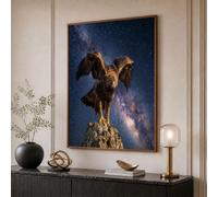Golden Eagle Mountain Peaks Starry Sky Canvas Wall Art Mysterious Creatures The Universe Wall Art Prints for Living Room Bedroom Home Decor Office Walls Decor Canvas Poster 40×50 cm, Unframe