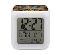Golden Eagle over Byzantine Church Alarm Clock 7 Color Changing LED Wake-Up Clocks Printed Home Decoration Multi-Color Night Light Digital Alarm Clock with Temperature Display for Home Office