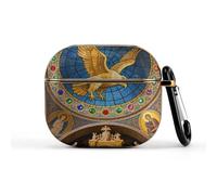 Golden Eagle Over Byzantine Church Wireless Earbuds Case for 3rd Generation Ultra-Lightweight Earbuds Full Drop Protection Cover with Keychain Cute Hard Shell Protective Cover Front LED Visible