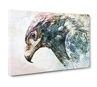 Golden Eagle Portrait in Abstract Canvas Print for Living Room Bedroom Home Office Décor, Wall Art Picture Ready to Hang, 30 x 20 Inch (76 x 50 cm)