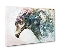 Golden Eagle Portrait In Abstract Modern Art Canvas Wall Art Print Ready to Hang, Framed Picture for Living Room Bedroom Home Office Décor, 24x16 Inch (60x40 cm)