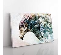 Golden Eagle Portrait In Abstract Modern Art Canvas Wall Art Print Ready to Hang, Framed Picture for Living Room Bedroom Home Office Décor, 50x35 cm (20x14 Inch)