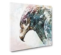 Golden Eagle Portrait in Abstract Modern Canvas Wall Art Print Ready to Hang, Framed Picture for Living Room Bedroom Home Office Décor, 14x14 Inch (35x35 cm)