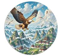 Golden Eagle Sweeping Peaks 1000 Pieces Jigsaw Puzzles 12 Years And Up Art Round Jigsaw Puzzle Difficult Challenge for Adults Family Game Stress Reliever Expert Skill Level 1000pcs (67.5x67.5cm)
