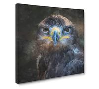 Golden Eagle Vol.1 Painting Modern Canvas Wall Art Print Ready to Hang, Framed Picture for Living Room Bedroom Home Office Décor, 14x14 Inch (35x35 cm)