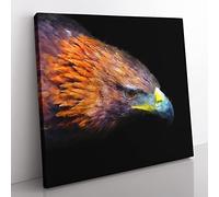 Golden Eagle Vol.3 Painting Modern Canvas Wall Art Print Ready to Hang, Framed Picture for Living Room Bedroom Home Office Décor, 35x35 cm (14x14 Inch)