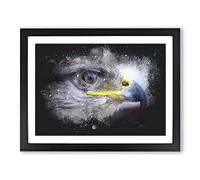 Golden Eagle Vol.4 Paint Splash Modern Art Framed Wall Art Print, Ready to Hang Picture for Living Room Bedroom Home Office Décor, Black A4 (34 x 25 cm)