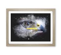 Golden Eagle Vol.4 Paint Splash Modern Art Framed Wall Art Print, Ready to Hang Picture for Living Room Bedroom Home Office Décor, Oak A4 (34 x 25 cm)