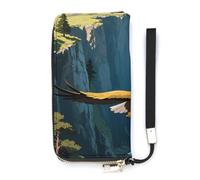 Golden Eagles in The Valley Zipper Wallet Women Men RFID Blocking Credit Card Wallet, Purse Wristlet Large Capacity