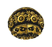 Golden Easter Lace Waterproof Shower Cap,Elastic Bathing Hair Cap Environmental Protection Hair Bath Caps, Double WaterproofBathing Shower Hat