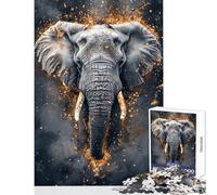 Golden Echo Elephant Majesty 1000 Teenager Pieces Jigsaw Puzzle Birthday Gifts Suitable for Couples DIY Toys Suitable for People Aged 14 And Above size 50x75cm