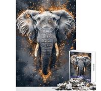 Golden Echo Elephant Majesty for Adults 1000 Piece Jigsaw Puzzle Birthday Gifts Stress Reliever DIY Toys Suitable for People Aged 14 And Above size 38x52cm