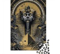 Golden Egyptian Pharaoh Art Print Jigsaw Puzzles Puzzles for Adults Kids. 1000 Pieces Whimsical Challenge Toy Educational Game Home Decoration for Adults& Kids Age 14 Years Up 38x26cm/1000pcs