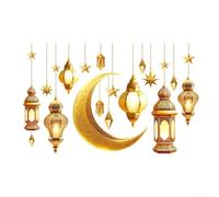 Golden Eid Mubarak Wall Art Sticker Waterproof PVC 30x90cm(A)