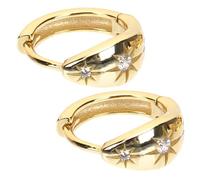 Golden Eight Point Star Earrings for Women, S925 Silver
