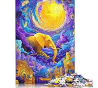 Golden Elephant Dreamscape Puzzle Stress Reliever 100% Recycled Cardboard Jigsaw Puzzle for Adult Children Unique Gift 1000pcs (75x50cm)