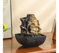 Golden Elephant Tabletop Fountain, Indoor Waterfall with Humidifier for Zen Home Decor, Office Desk Fountain for Living Room & Bedroom