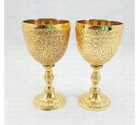 Golden Embossed Brass Goblet Wine Cup Handmade Royal King Goblet Wine Chalice
