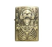 Golden Engraved Fancy Patrol Lighter with Unique Textures (SKULL & HEADPHONE)