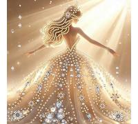 Golden Fairy Gown Special Shaped DIY Partial Drill Diamond Painting Kits for Adults Beginners Home Decor Diamonds Paintings Gem Art 30x30cm