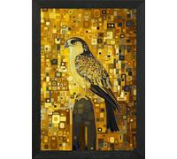 Golden Falcon Gustav Klimt Style Framed Wall Art Poster Print Picture (Black, A2)