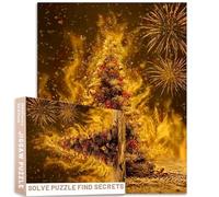 Golden Fantasy Christmas Tree Puzzle Sparkling Ornaments Fireworks 1000 Pieces Adults 27x20 Inches Challenging Family Activity Games Colorful DIY Craft Puzzle for Home Decor Gifts