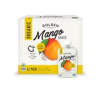 Golden Farms Mango Sachets Healthy Single Ingredient Snacks 12 Pack 100% Pure Fruit No Sugar Added Vegan Gluten Free Kosher Organic Squeeze Bags 3oz Each