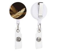 Golden Feathers Badge Reel Retractable ID Name Badge Holder Reels Sturdy Round Badge Holder with Clip Lightweight Plastic Badge Reel Key Chain Extender for Women Men
