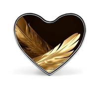 Golden Feathers Badges Heart with Button Design, Personalized Picture Pin Brooches, Heart Badge Holders for Decorate Hat Shirt Clothing Bag Accessories