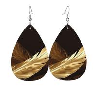 Golden Feathers Earrings for Women Teardrop Dangle Earrings Boho Lightweight Unique Leather Earrings Fashion Pendant for Birthday Gift Fashion Jewelry