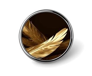 Golden Feathers Round Lapel Pins for Men Women Metal Button Pin Fashion Personalized Brooch Pins for Men Suits Cute Brooch Badge for Backpack Clothing Hat Bag Decoration