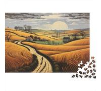 Golden Fields A Serene Countryside Scene 1000-Piece Puzzle for Adults, 52x38cm/1000pcs, Shared Family Time Around The Table; White Card Pieces for Tidy Handling