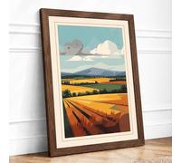 Golden Fields at Harvest Vintage Framed Wall Art Print A1 (84.1×59.4cm) Walnut, Wall Decor for Living Room, Bedroom, Office & Home, Ready to Hang, Art Gift