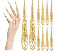 Golden Finger Claw Rings, 20PCS Ancient Queen Costume Nail Tips for Halloween Cosplay, Dance Shows, and Drama