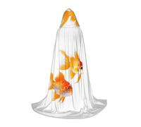 Golden Fish Print Hooded Cloak Halloween Witch Costume for Men Women Cosplay Costumes