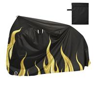 Golden Flame Gradient On Black Bicycle Covers Waterproof Mountain Bike Cover Bicycle Storage