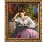 Golden Fleece Cross Stitch Embroidery Kits for Adults Famous Painters - Reading. Portrait of The Artist's Wife 41×36cm/16.14×14.17″ 18 Count