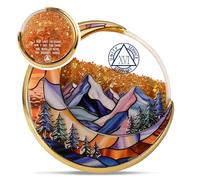 Golden Flow Sand 16 Year Sobriety Coin - Lunar Guardian Recovery AA Coins - Mountain Addiction Sober AA Chips and Medallions - Celebrate Living Clean Alcoholics Anonymous Token Gifts for Men Women