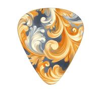 Golden flowersGuitar Picks, 12-Piece Pattern Set, Three Different Thicknesses for Acoustic Electric Guitar and Other Instruments