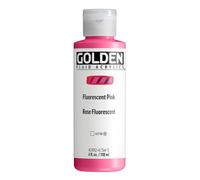GOLDEN Fluid Acrylics, Fluorescent Pink, 118 ml Bottle, Professional Acrylic Paint, Transparent
