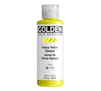 GOLDEN Fluid Acrylics, Hansa Yellow Opaque, 118 ml Bottle, Professional Acrylic Paint, Semi-Opaque