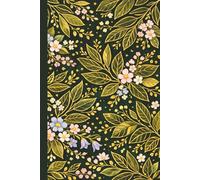 Golden Foliage Hardcover Journal: Elegant 6 x 9 Lined Notebook with Midnight Garden and Wildflower Design, 120 Pages, Durable Dark Green Hard Cover for Writing, Notes and Daily Journaling