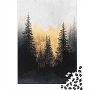Golden Forest Silhouette Jigsaw Puzzle 1000 Pieces, Peaceful Valley Travel Art, Premium Paper Puzzle, Relaxing Challenge for Families, Travel Gift, 52x38cm/1000pcs