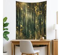 Golden Forest Tapestry, Sparkling Lights Decorative Wall Hanging, Mystical Tapestries Aesthetic for Living Room, Bedroom, Home Decor 40x60 Inch