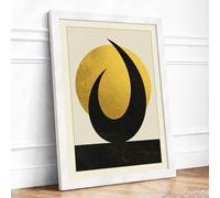 Golden Form Minimalist Framed Wall Art Print A2 White | Ready to Hang, Premium Gi Paper, Fade-Resistant Inks, Securely Packaged, UK Made